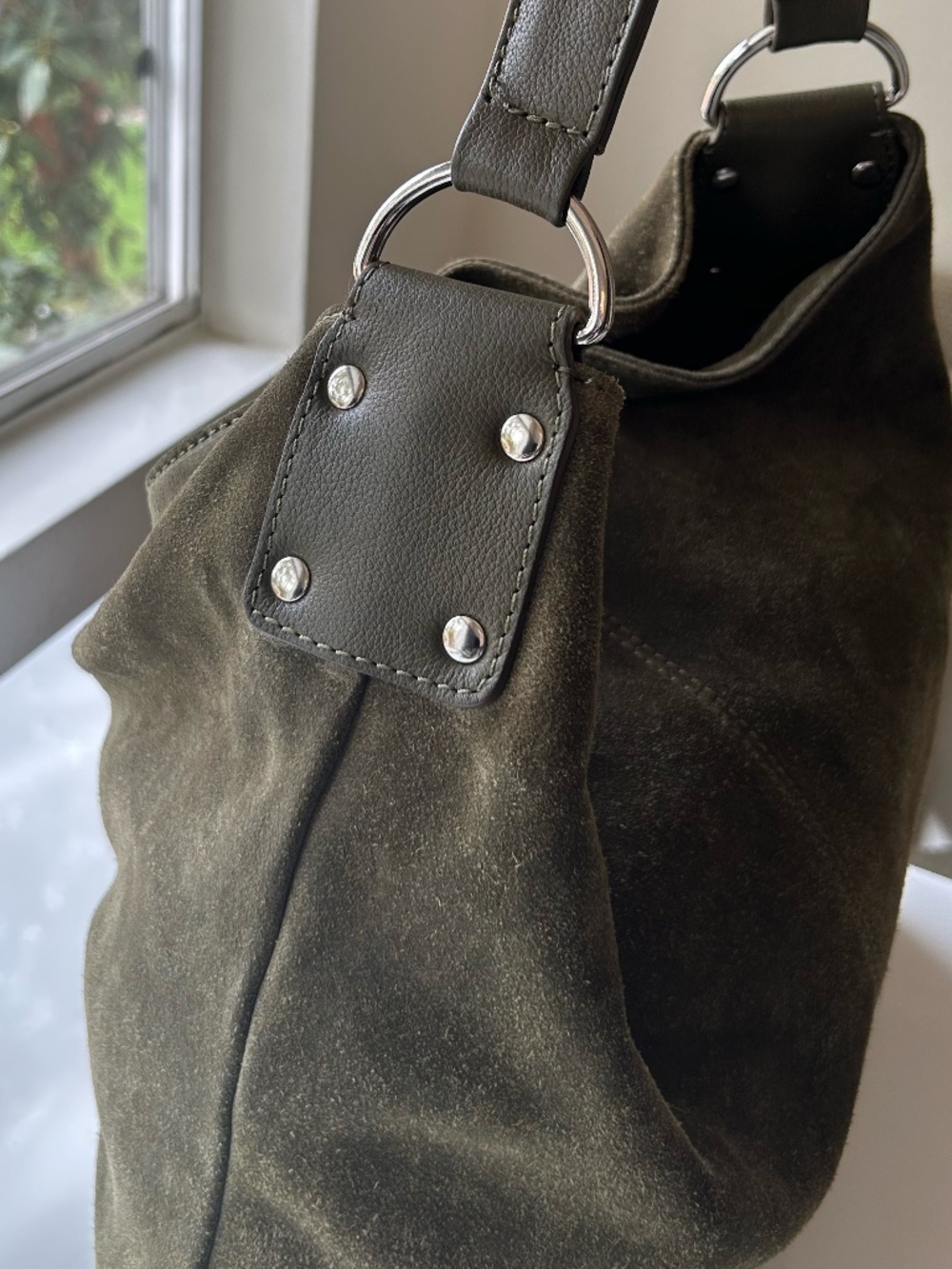 ASOS Olive Green Suede Shoulder Bag NWOT - Picture 5 of 10